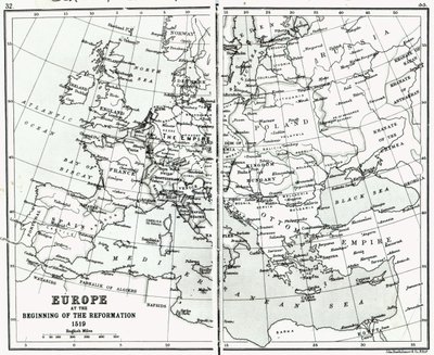Europe in 1519, at the Start of the Reformation, pub. by John Bartholomew and Co., Edinburgh by Scottish School
